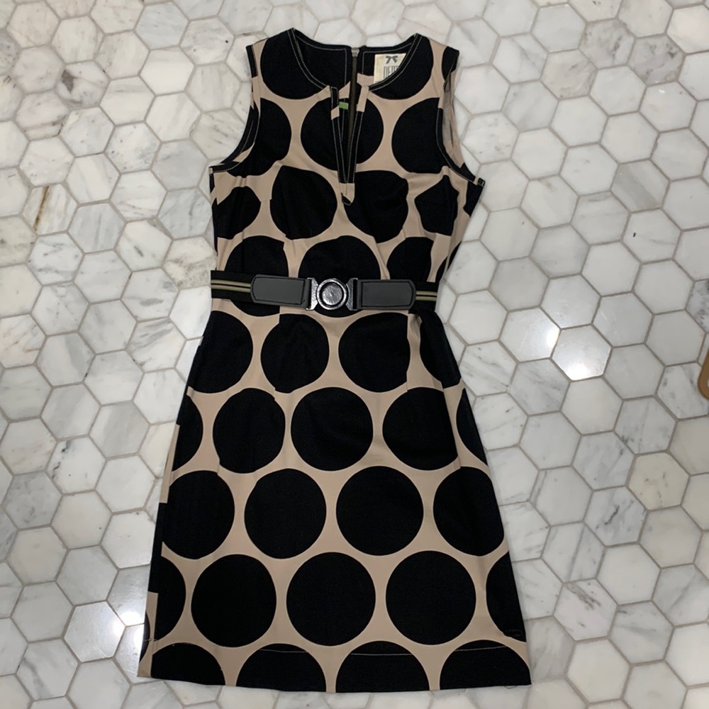 Black and camel cotton dress